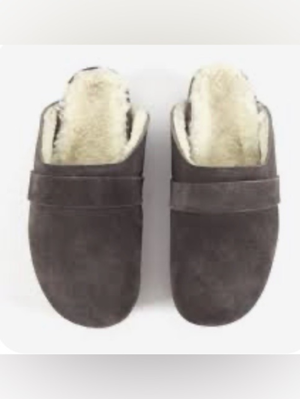 Brochu Walker brown  Gray Faux-Suede Shearling Clogs